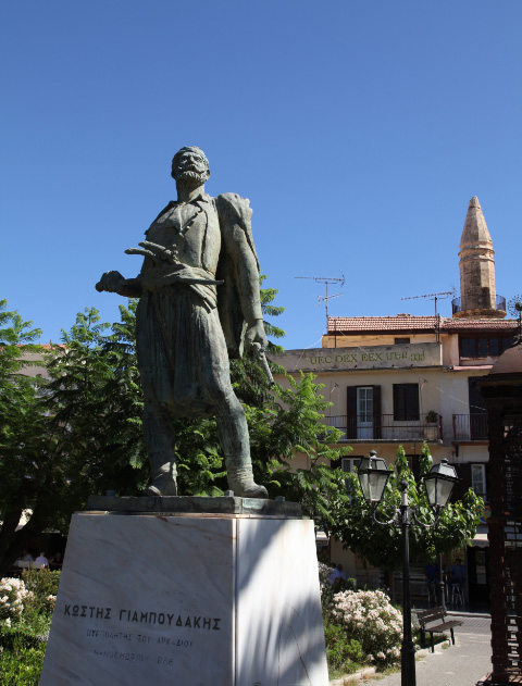 Orthodox soldier and minaret in Rethymno