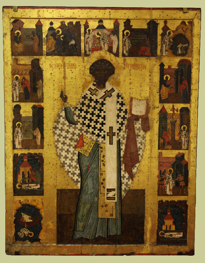 XVI century Orthodox icon from Russia honoring Pope Saint Clement