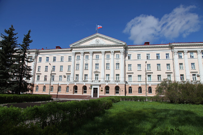 government building of Soviet neoclassical design